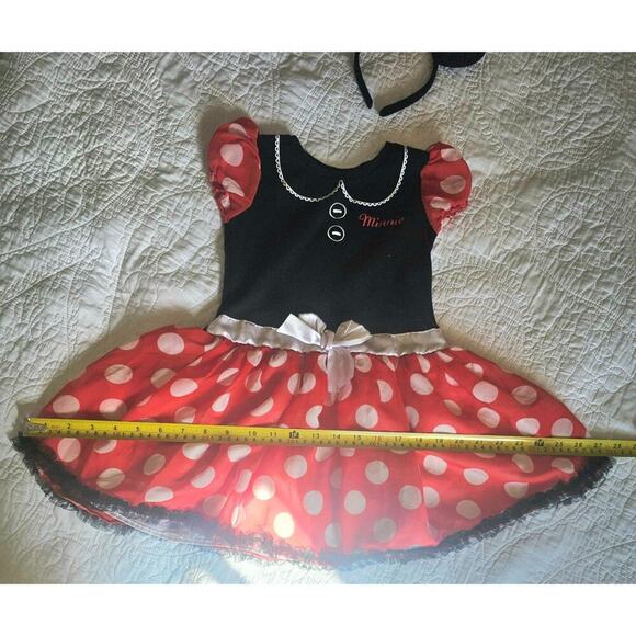 Disney Red, Black & White Minnie Mouse Costume Dress W Headband & Ears Girls 5T - Picture 4 of 11